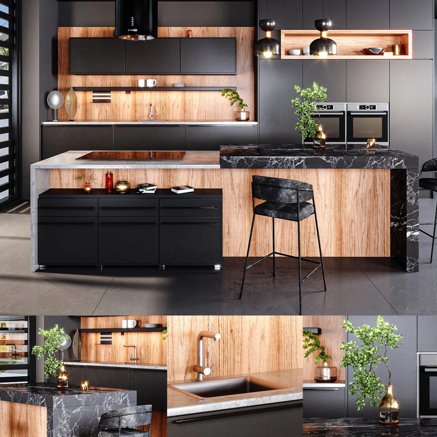 blackkitchen 3D Model .c4d .max .obj .3ds .fbx .stl .blend 