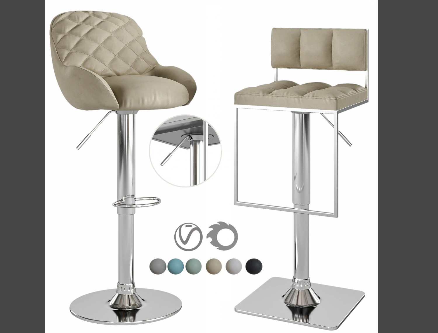 BarStool01 3D Model .c4d .max .obj .3ds .fbx .stl .blend
