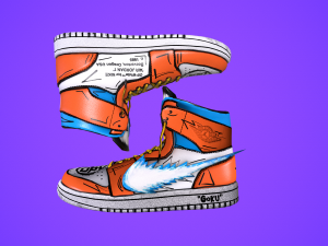 sneakers nike jordan 1 goku anime game ready pbr low-poly Modelo 3D