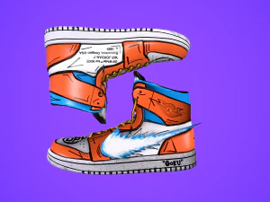 sneakers nike jordan 1 goku anime game ready pbr low-poly 3D Model