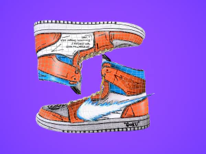 sneakers nike jordan 1 goku anime game ready pbr low-poly 3D Model