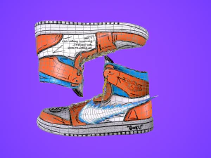sneakers nike jordan 1 goku anime game ready pbr low-poly 3D Model