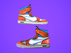 sneakers nike jordan 1 goku anime game ready pbr low-poly 3D Model