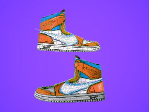 sneakers nike jordan 1 goku anime game ready pbr low-poly 3D Model