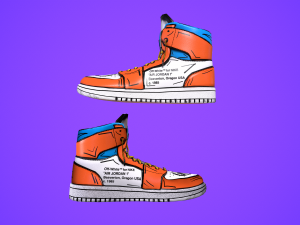 sneakers nike jordan 1 goku anime game ready pbr low-poly Modelo 3D
