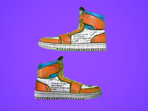 sneakers nike jordan 1 goku anime game ready pbr low-poly Modelo 3D