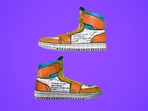 sneakers nike jordan 1 goku anime game ready pbr low-poly 3D Model