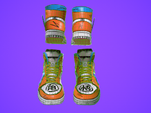 sneakers nike jordan 1 goku anime game ready pbr low-poly Modelo 3D