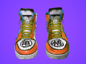 sneakers nike jordan 1 goku anime game ready pbr low-poly Modelo 3D