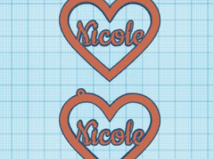 set oorbellen met benoemde harten 3D printmodel