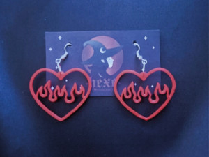 flaming hearts earrings set 3D Принт Модель