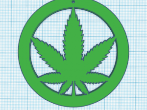 marijuana leaf in circle earring 3D Print Model