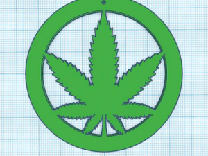 marijuana leaf in circle earring 3D Print Model