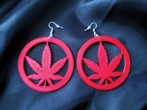 Marihuana-Blatt im Kreis-Ohrring 3D Druckmodell