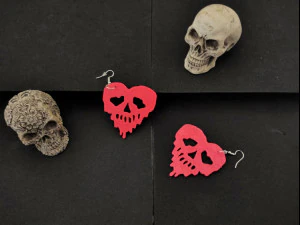 骷髅心形耳环 3D 打印模型