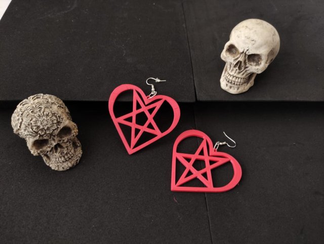 pentaheart earring 3D Print Model .c4d .max .obj .3ds .fbx .stl .blend 