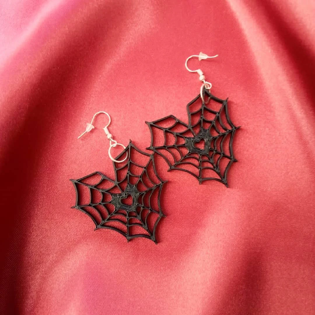 spiderweb heart earrings 3D Print Model .c4d .max .obj .3ds .fbx .stl .blend 