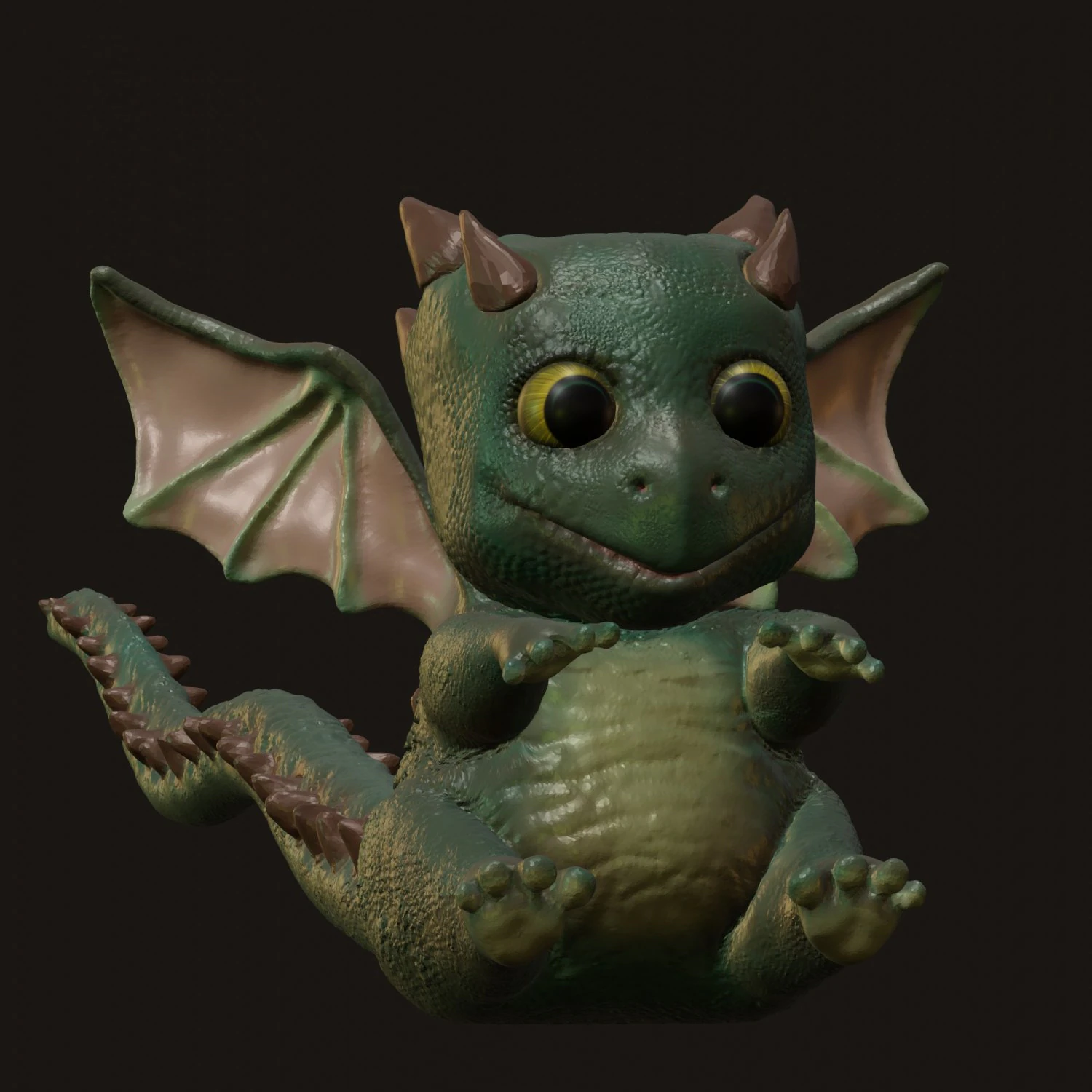 green sweet little dragon 3D Model .c4d .max .obj .3ds .fbx .stl .blend