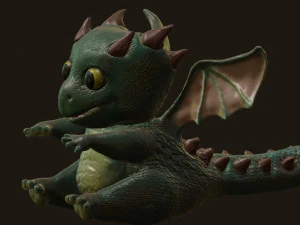 green sweet little dragon 3D Model