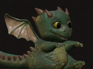 green sweet little dragon 3D Model