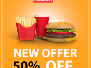 Burger meal with fries packet and simple drink model 3Dモデル