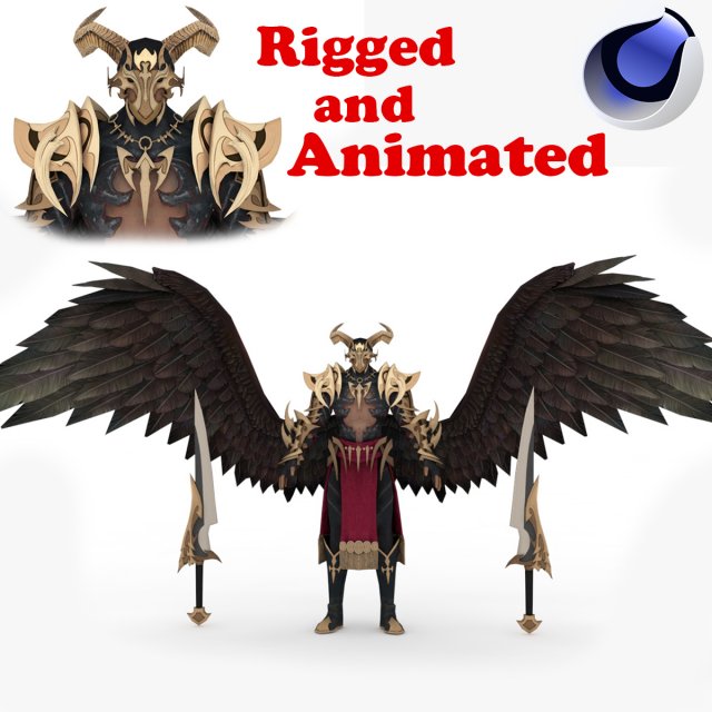 Demon man rigged and animated 3D Модель .c4d .max .obj .3ds .fbx .stl .blend 