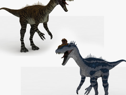 2 in 1 Cryolophosaurus Rigged and Animated 3D Model
