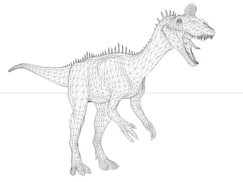 2 in 1 Cryolophosaurus Rigged and Animated 3D Модель
