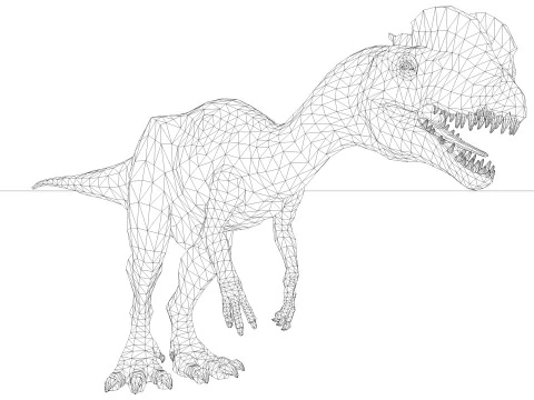 Dilophosaurus Rigged and Animated 3D Model