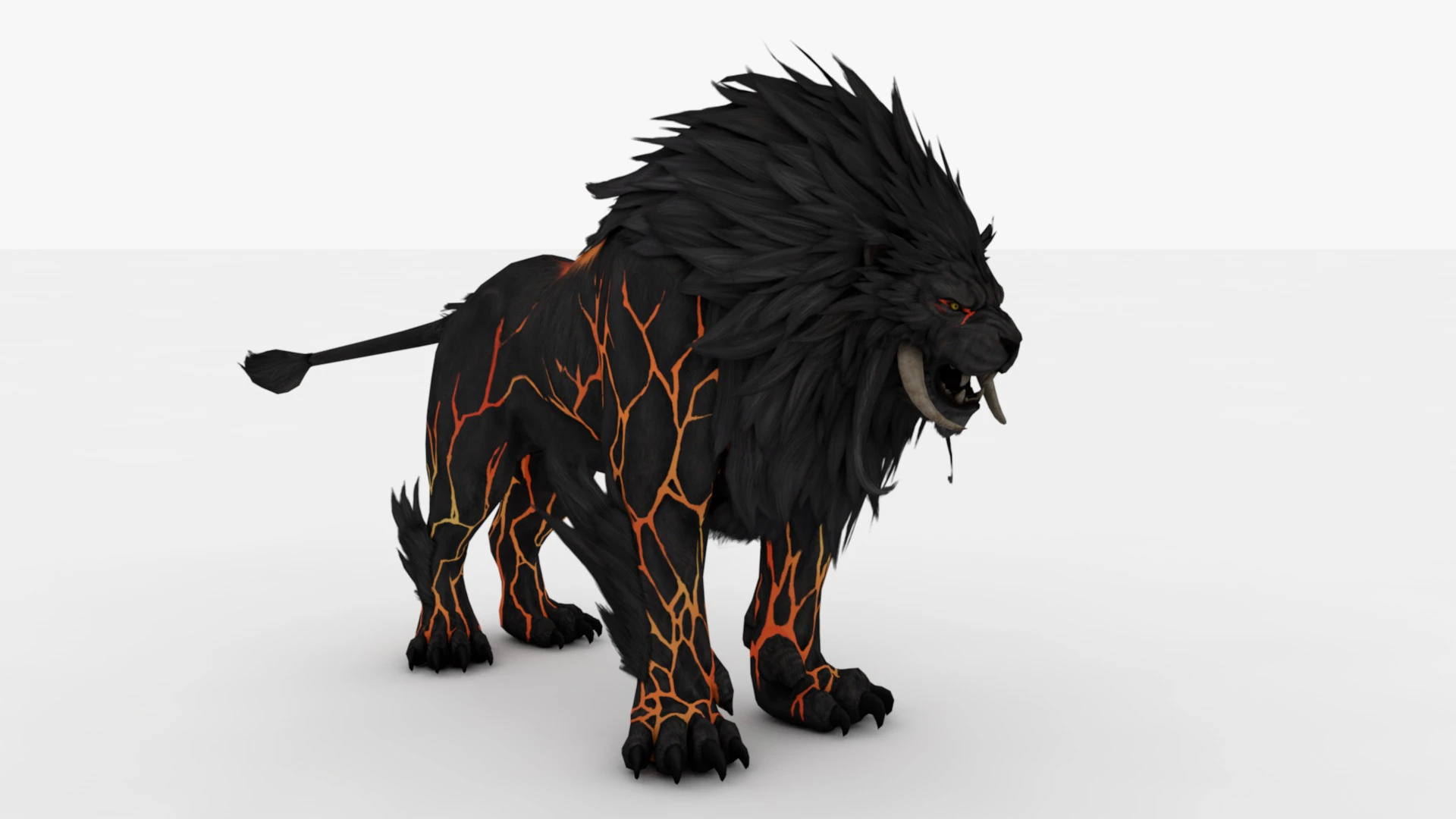 Black Fire Lion 3D Model .c4d .max .obj .3ds .fbx .stl .blend 