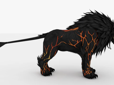 Black Fire Lion 3D Model