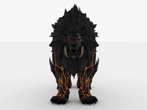 Black Fire Lion 3D Model