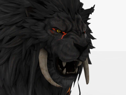 Black Fire Lion 3D Model