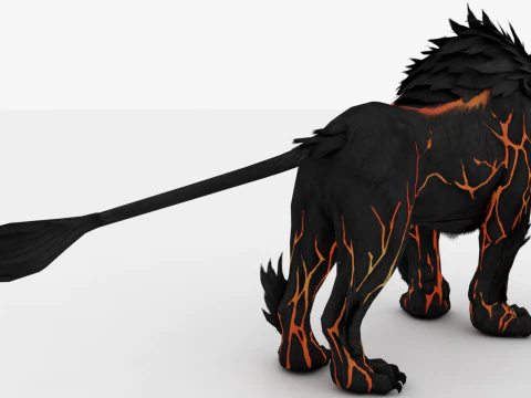Black Fire Lion 3D Model