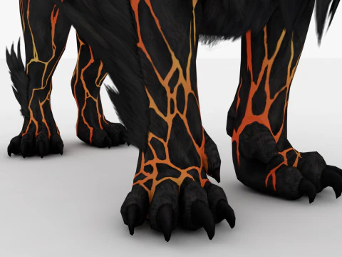 Black Fire Lion 3D Model