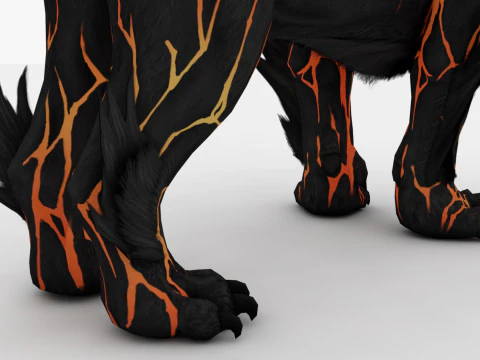 Black Fire Lion 3D Model