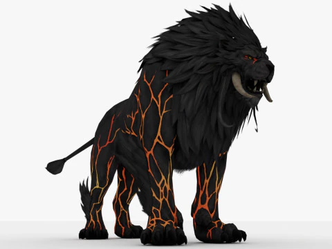 Black Fire Lion 3D Model