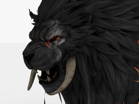 Black Fire Lion 3D Model