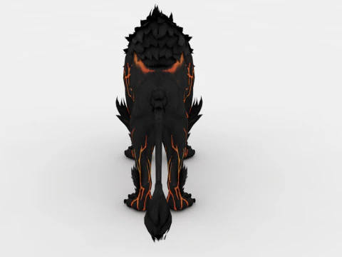 Black Fire Lion 3D Model