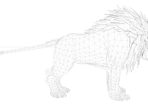 Black Fire Lion 3D Model