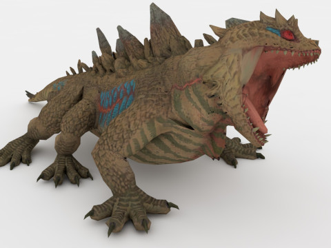 3in1 Basilisk Rigged and Animated 3D Модель