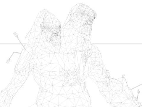 머리가 두 개인 괴물 3D 모델