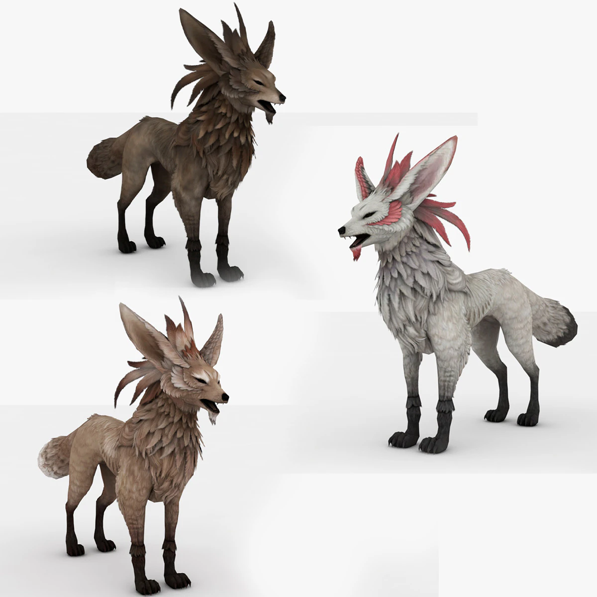 3in1 Fox 3D Model .c4d .max .obj .3ds .fbx .stl .blend