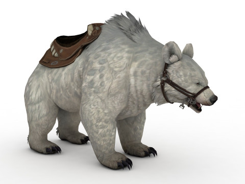 White polar BEAR Rigged Model 3D