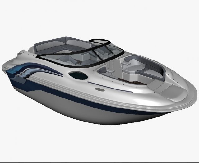Motor boat 3D 모델 .c4d .max .obj .3ds .fbx .stl .blend 