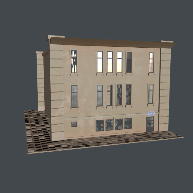Abandoned Building 1 Model 3D .c4d .max .obj .3ds .fbx .stl .blend 