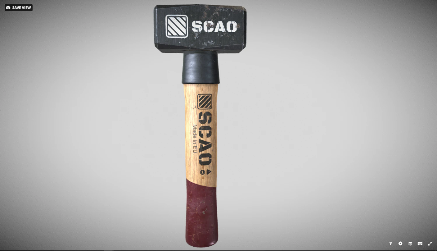 Pbr Club Hammer 3D Model .c4d .max .obj .3ds .fbx .stl .blend 