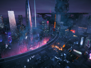 c4d octane render cyberpunk city skyscrapers cbd japan neon 3D Model