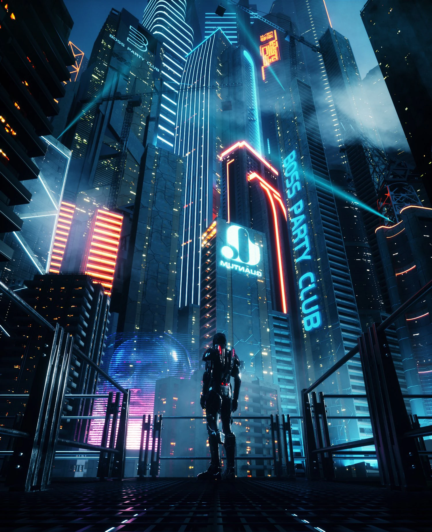 c4d octane render cbd cyberpunk city scifi city future city hud neo japan manhattan robot building 3D Model .c4d .max .obj .3ds .fbx .stl .blend 