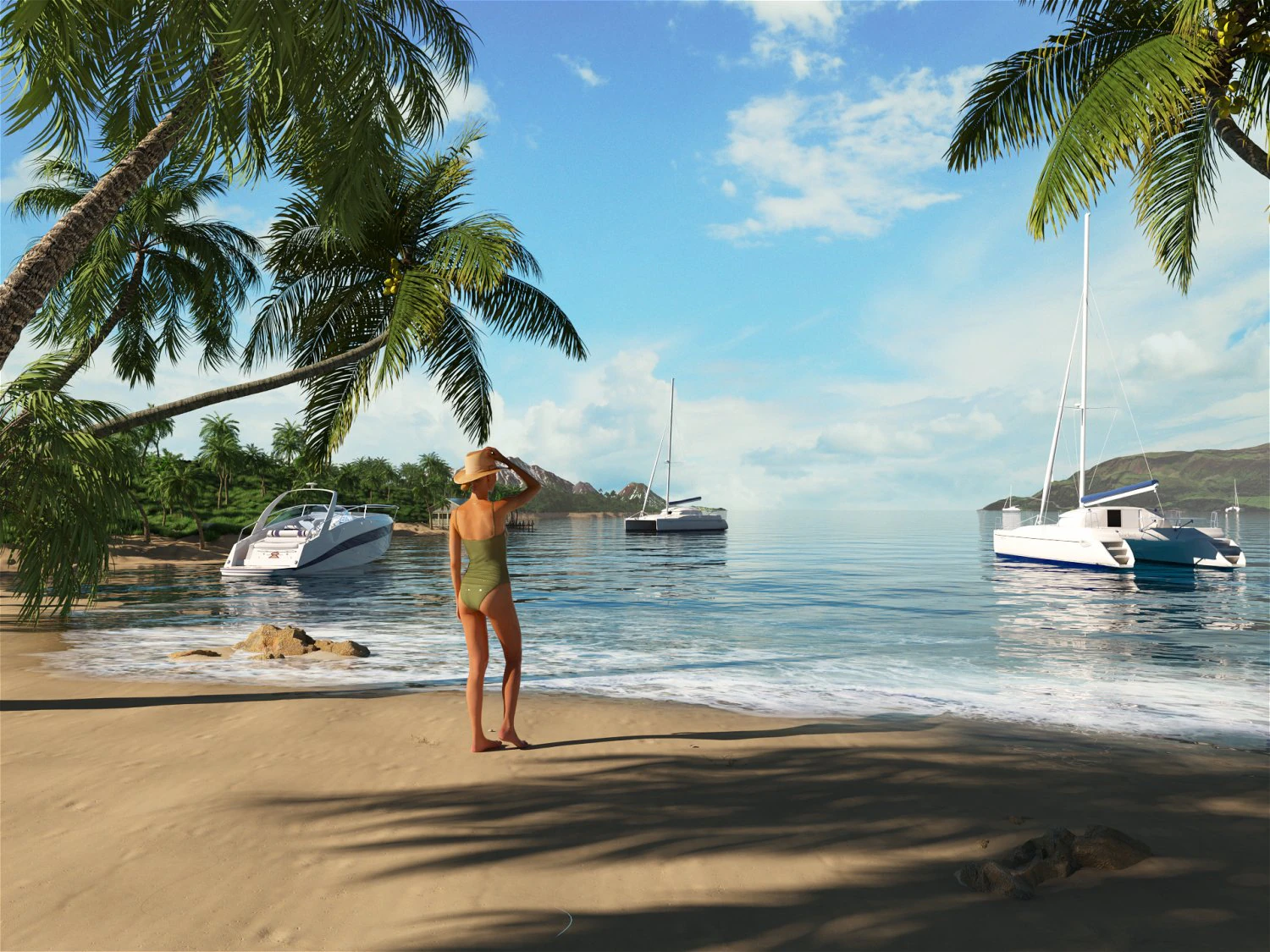 c4d octane beach island vacation scene phuket hawaii palm tree coconut tree 3D Model .c4d .max .obj .3ds .fbx .stl .blend 